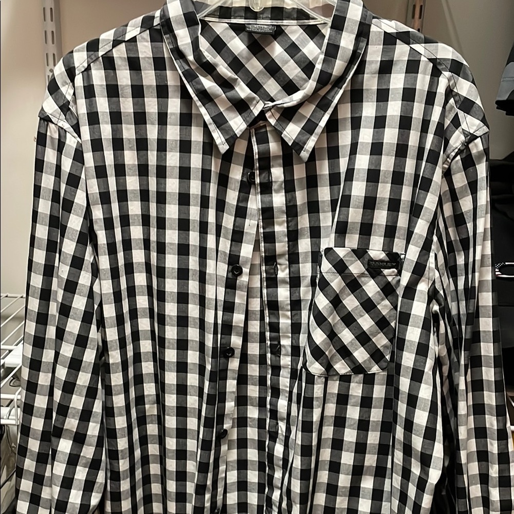 Oakley Black and White Checkered Men's Shirt xl